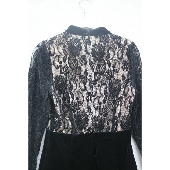 Forever 21 Velvet Burnout Black Dress-Size Small-Back Zip-Whimsigoth-Witchy - Picture 11 of 13